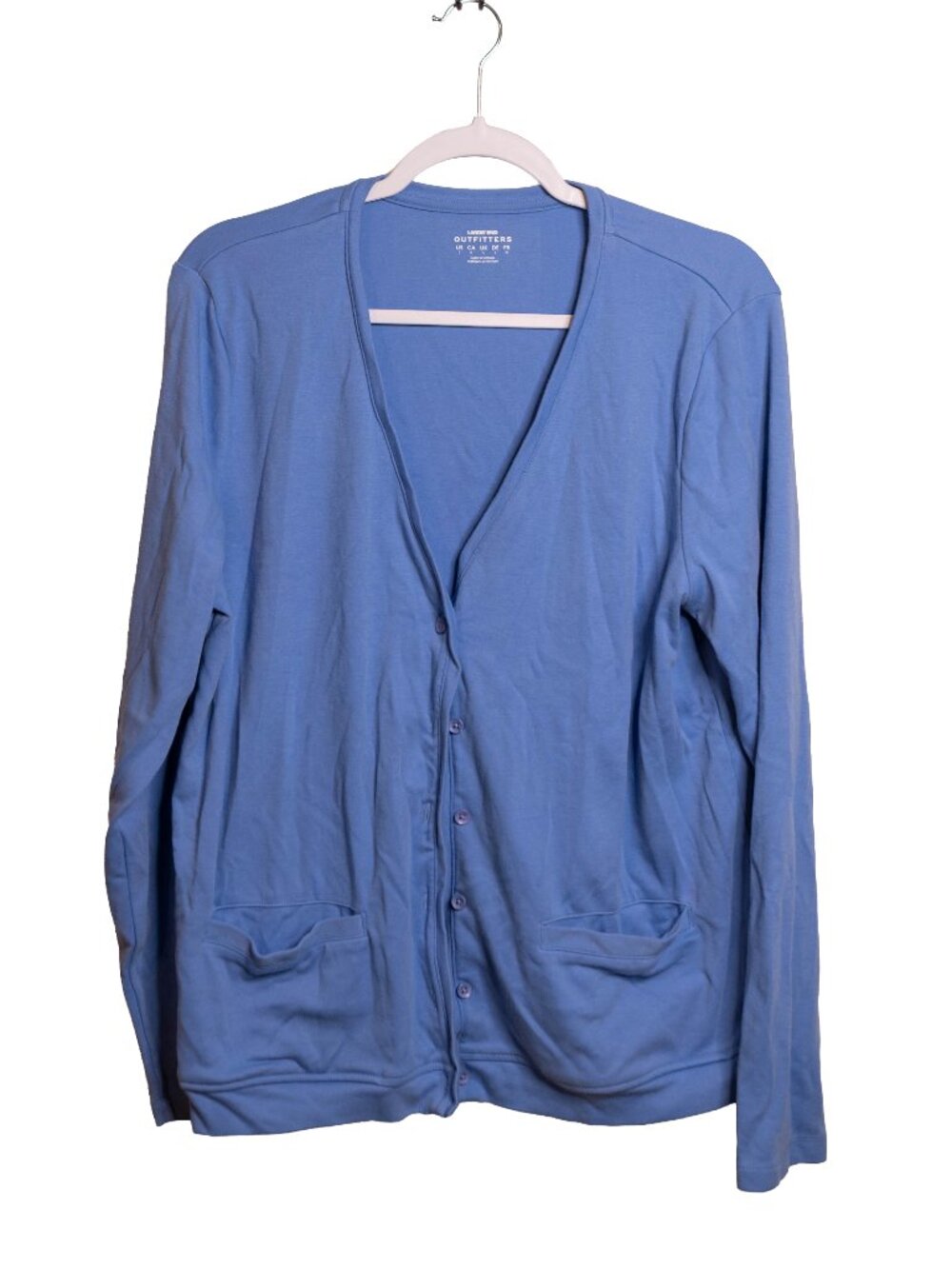 Land's End Outfitters Stretchy Blue Button Up Cardigan - Large - w/ Pockets